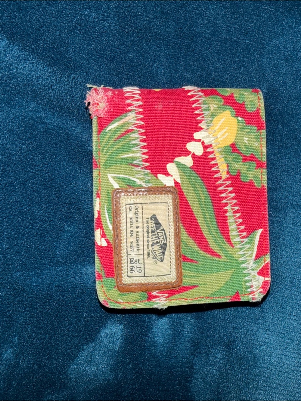 Vans Red Green Floral Canvas Key & Card Holder